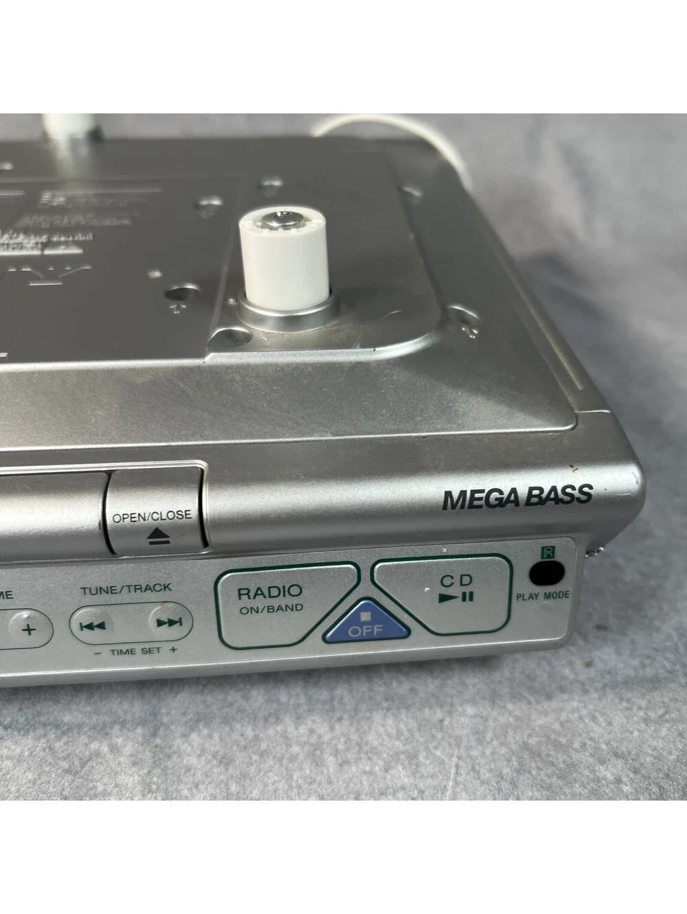 Sony ICF-CD543RM AM/FM Clock Radio CD Player Mega Bass Silver WORKS